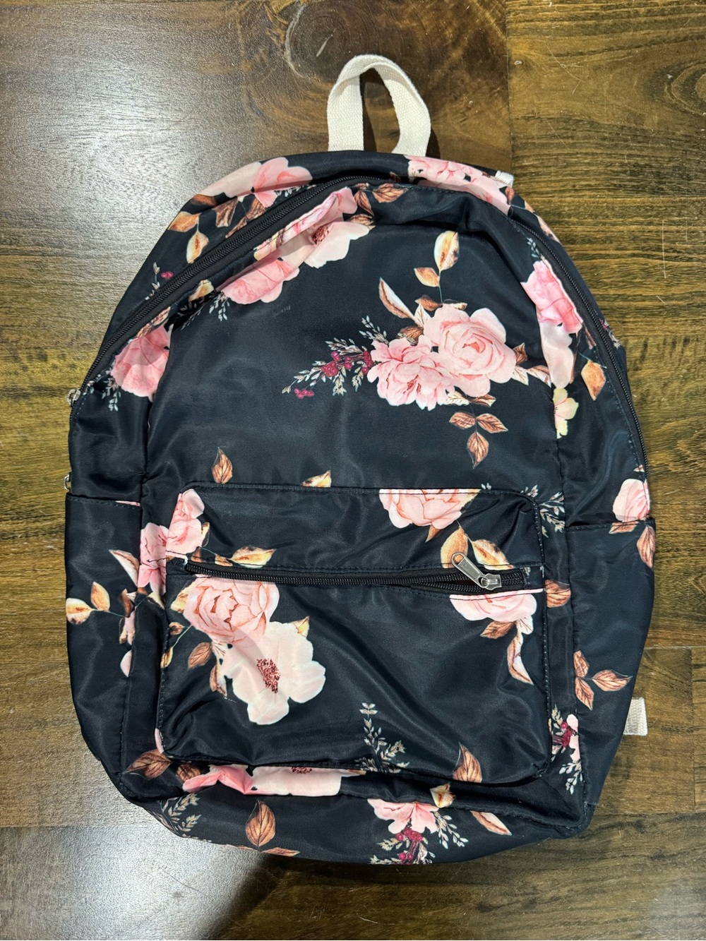Floral Pink Rose Print Backpack - Women's Bag